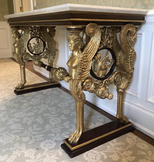Neo Classical Heavily Carved Marble Top Console (1 of 7)
