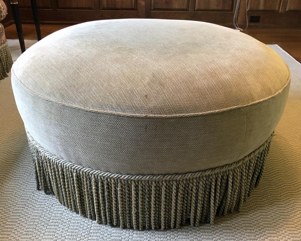 Velour Upholstered Poof Bullion Silk Fringe Trim (1 of 5)