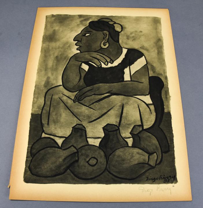 Diego Rivera Pencil Signed Lithograph1937: Diego Rivera (Mexico 1186-1957) Pencil Signed Lithograph1937. 17 inches x 13 inches