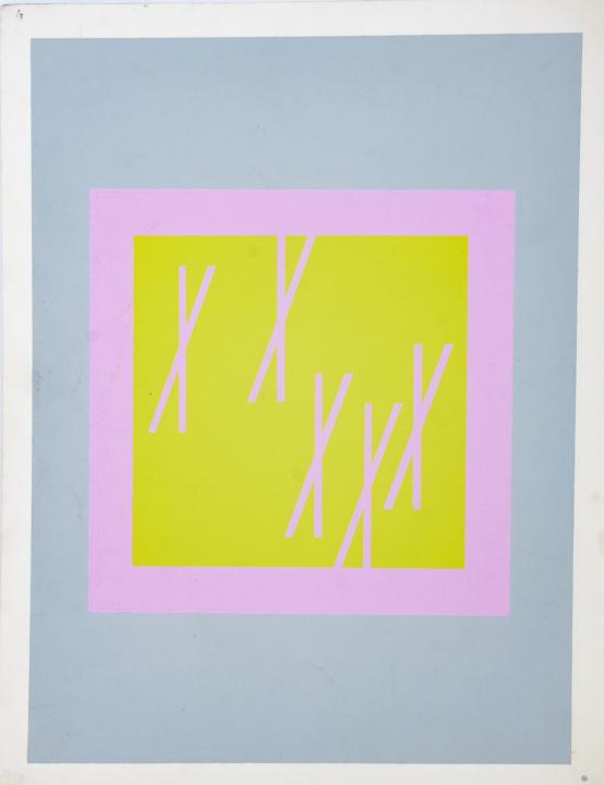 Josef Albers Silkscreen Interaction of Color 1963: Josef Albers Silkscreen Interaction of Color 1963. Silk screen / serigraph from the important Albers project "Interaction of Color", published in 1963 by Yale University Press in a limited edition. Me