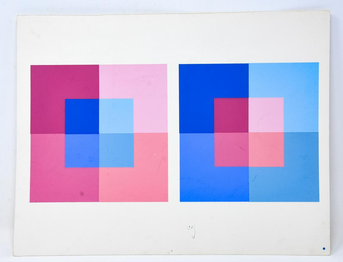Josef Albers Silkscreen Interaction of Color 1963: Josef Albers Silkscreen Interaction of Color 1963. Silk screen / serigraph from the important Albers project "Interaction of Color", published in 1963 by Yale University Press in a limited edition. Me