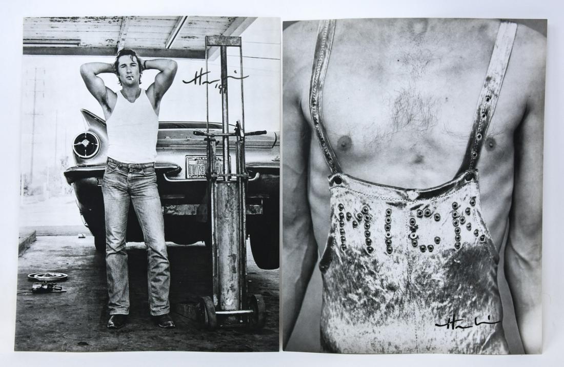 2 Herb Ritts Signed Black & White Photographs: 2 Herb Ritts Signed Black & White Photographs. 2 black and white photographs depicting celebrity subjects by Herb Ritts, signed by the artist. One of Mick Jagger torso which measures 13.5 inches x 10.