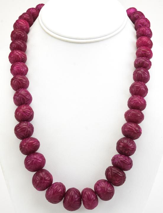 1000 Carats Carved Ruby Bead Necklace Strand (1 of 5)