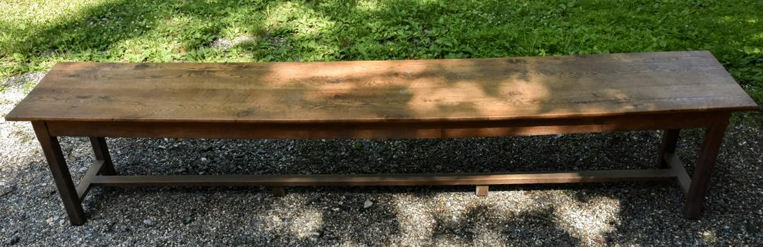 Antique 19th C 12 Foot Plank Top Oak Farm Table (1 of 9)