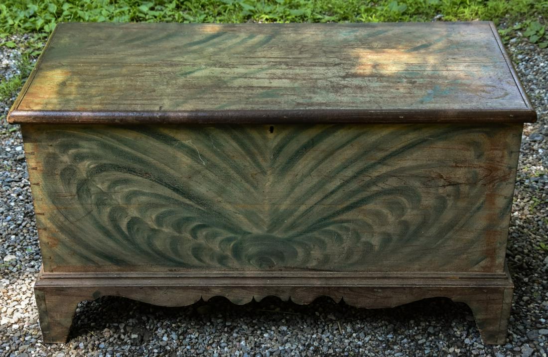 Rare Antique 19th C American Pulled Feather Trunk (1 of 8)