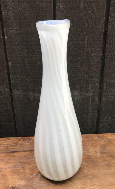 Italian Murano Glass White Striped Vase (1 of 4)