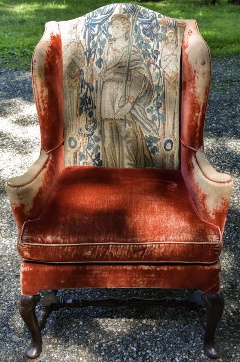 Antique Velvet  Armchair w 18th C Tapestry (1 of 7)