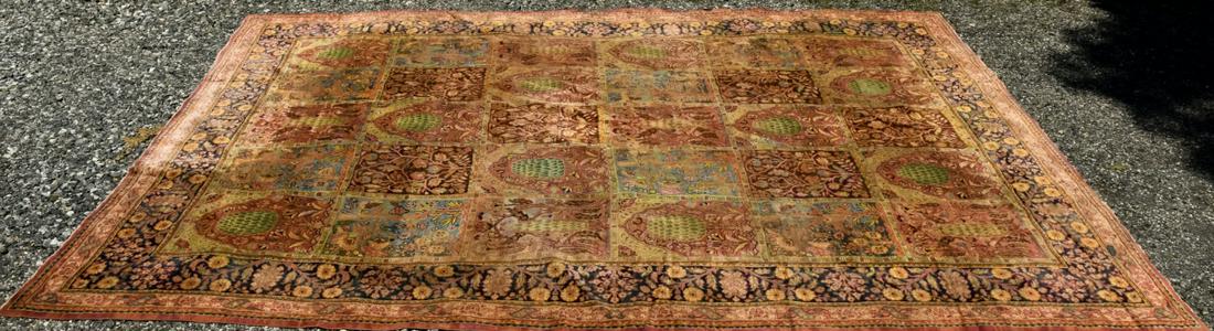 Antique C 1900 Indian Garden Hand Knotted Carpet (1 of 7)