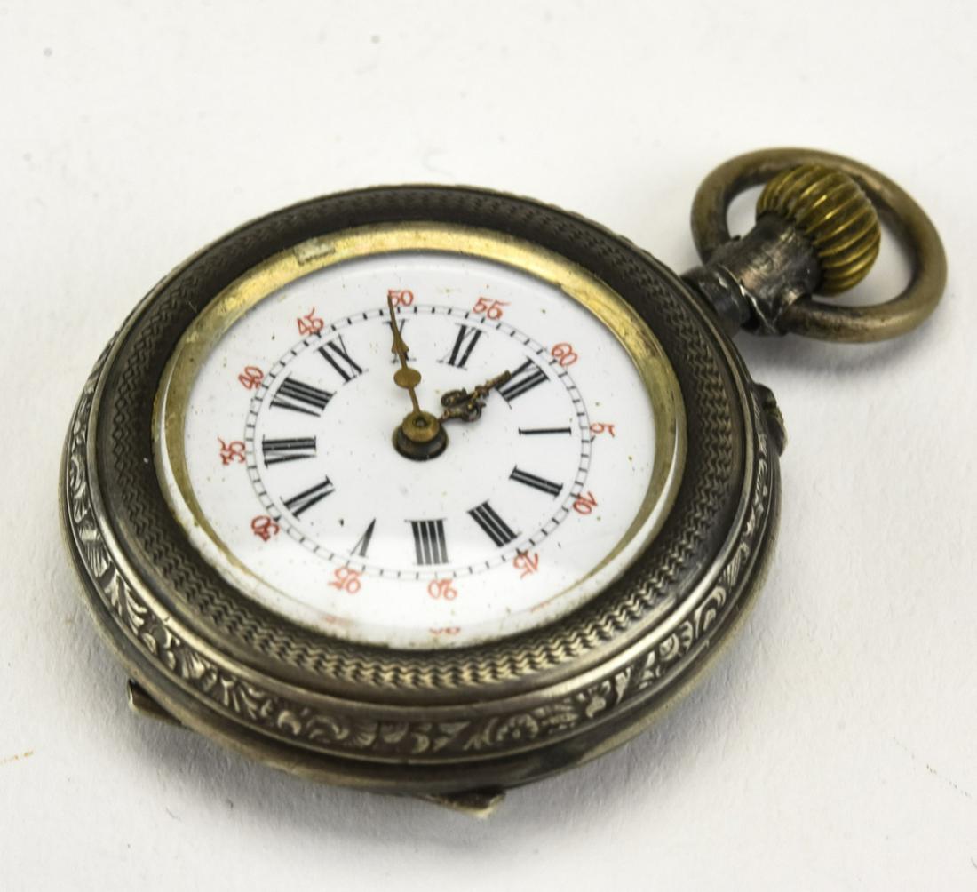 Antique 19th C 800 Silver & Enamel Pocket Watch (1 of 9)