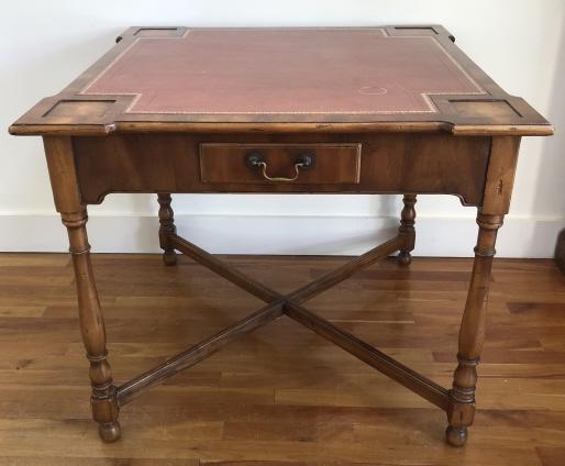 Alfonso Marina Embossed Leather Top Game Table (1 of 6)