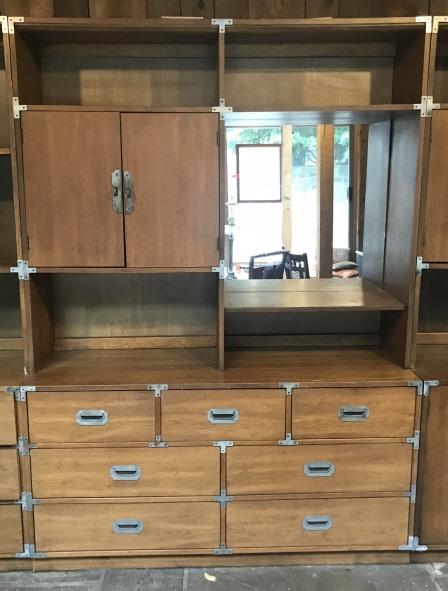 Bernhardt English Campaign Style Bookcase Cabinet (1 of 5)