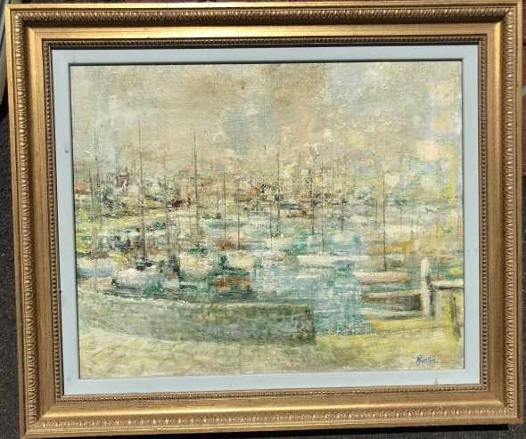 Mid Century Palette Knife Painting Signed Hinton (1 of 4)