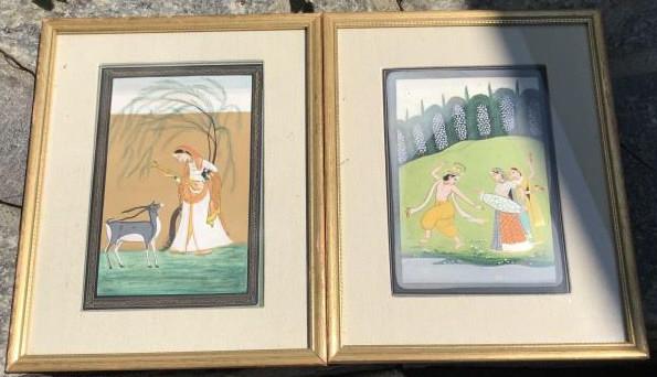 Pair of Antique Framed Persian Miniature Paintings (1 of 4)