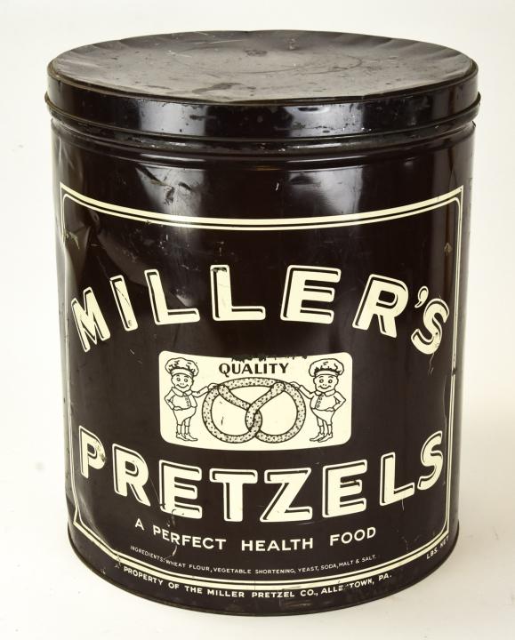 Vintage Miller's Pretzels Lithographed Tin (1 of 6)