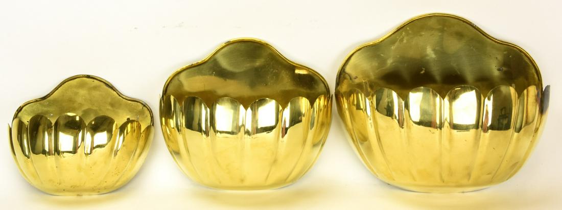 3 Mid Century Brass Scalloped Wall Pockets (1 of 6)