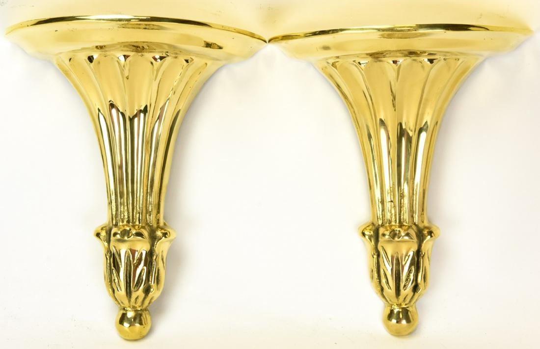 Pair Heavy Brass Neoclassical Style Wall Brackets (1 of 7)
