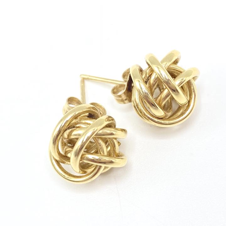 Estate 14kt Gold Knot Form Earring Studs (1 of 3)