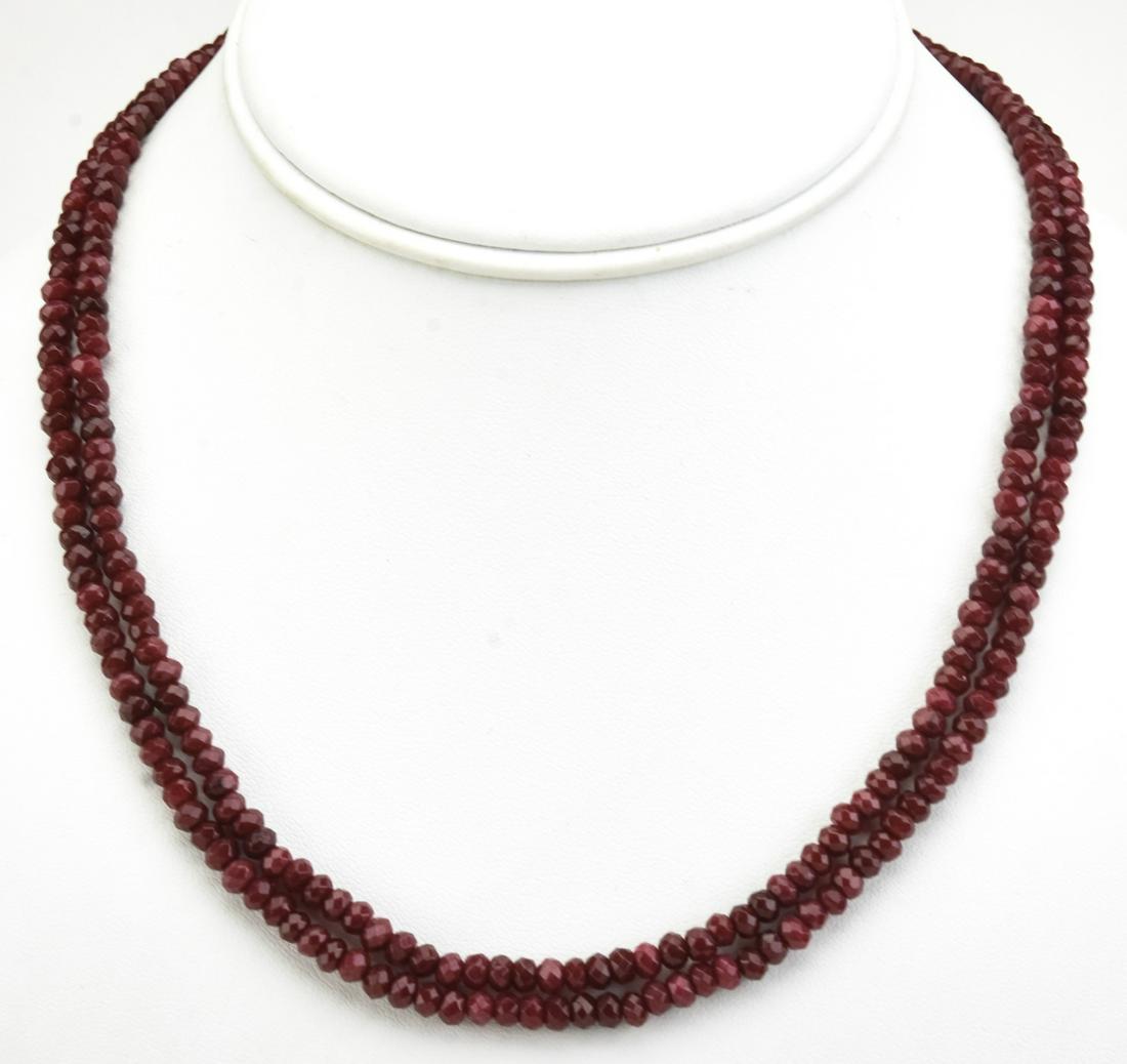 Pair Sterling Silver & Faceted Ruby Bead Necklaces (1 of 6)