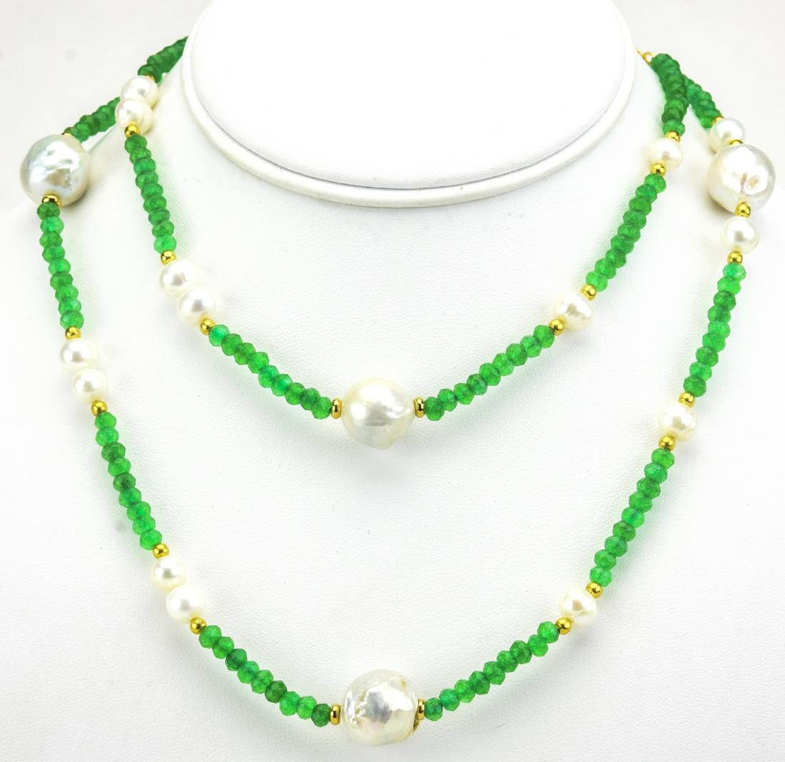 Faceted Emerald Bead & Baroque Pearl Necklace (1 of 5)