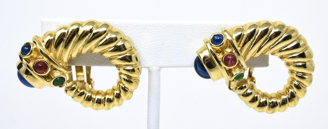 Bijoux Givenchy Gold Tone Cabochon Clip Earrings (1 of 5)