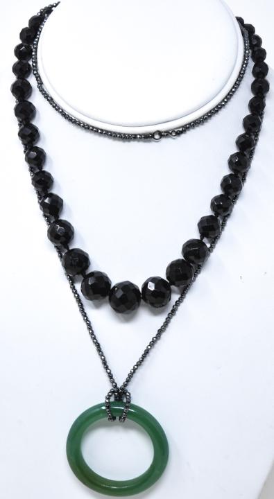 Art Deco Necklaces - French Jet & Cut Steel w Jade (1 of 8)