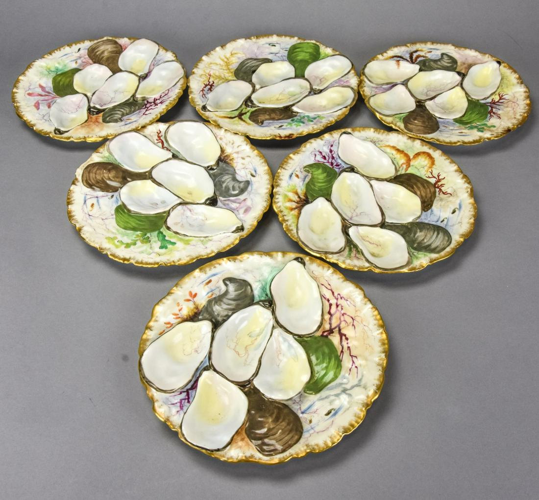6 Antique H&C Haviland Limoges Oyster Plates (1 of 8)