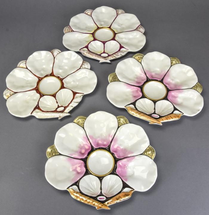 4 Antique French Majolica Oyster Scallop Plates (1 of 10)