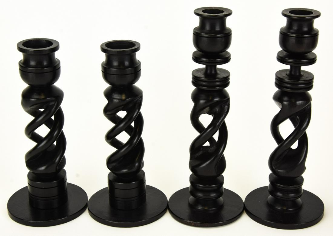 Antique Double Helix Carved Mahogany Candlesticks (1 of 9)