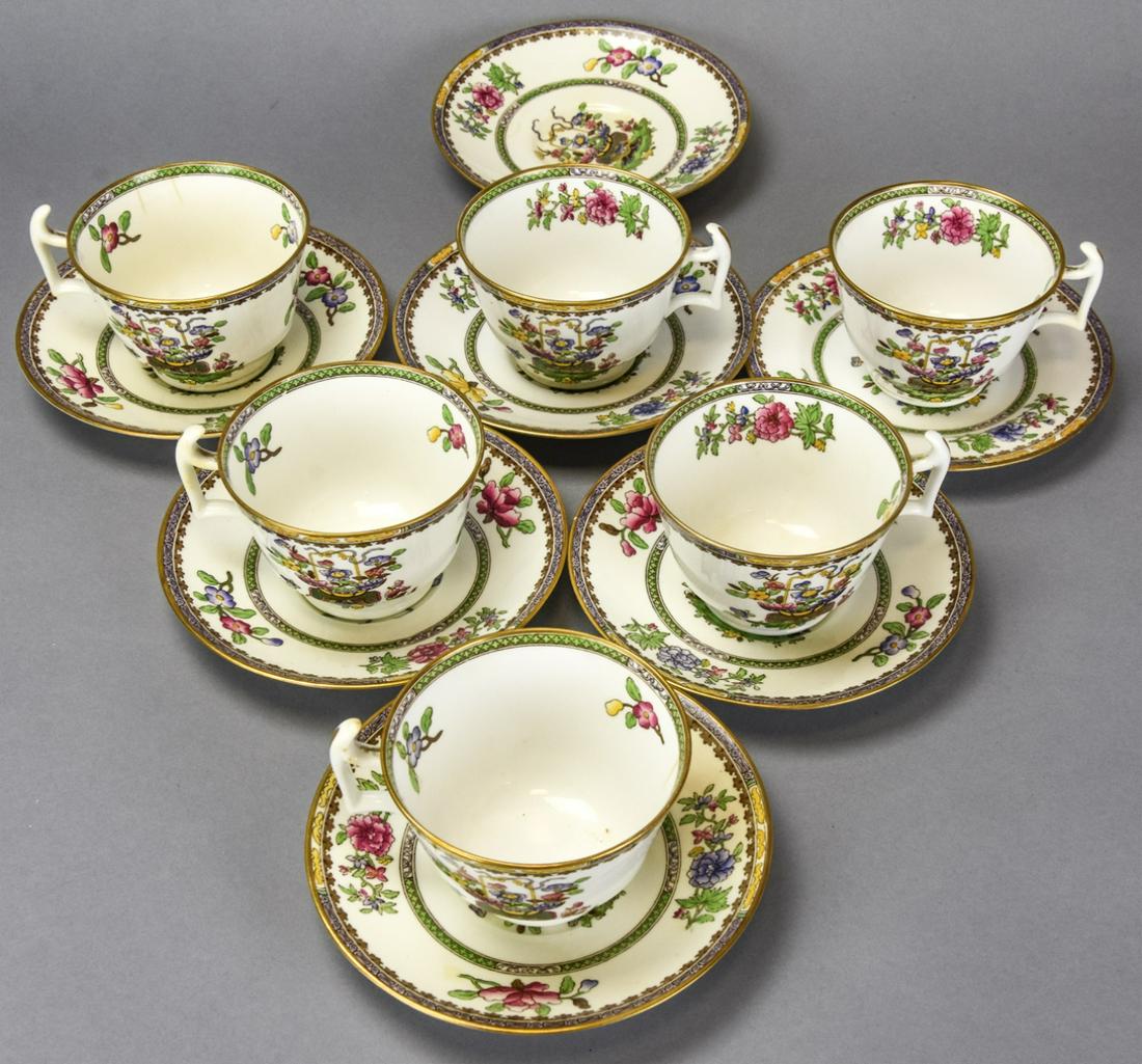 Copeland Spode for Harrods "Old Bow" Porcelain: Copeland Spode for Harrods "Old Bow" Porcelain 6 Cups and 7 Saucers. Cup and saucer measures 3 inches x 6 inches