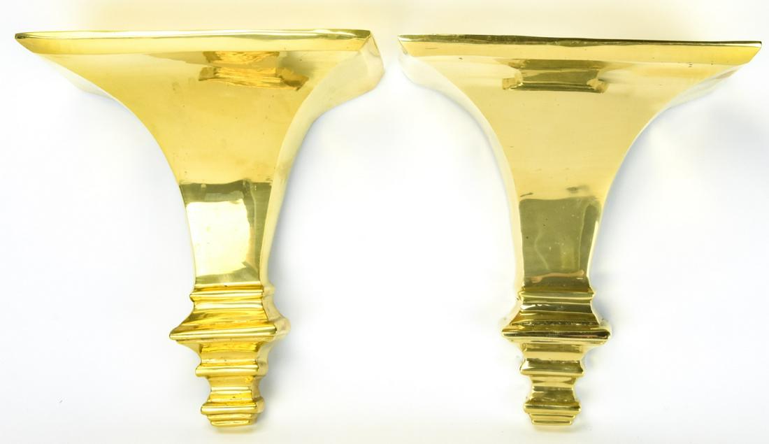 Pair Heavy Brass Traditional Style Wall Brackets (1 of 7)