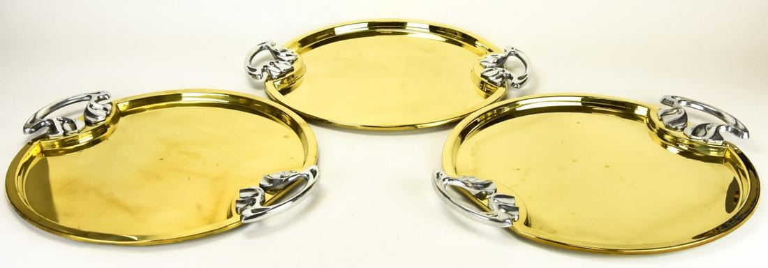3 Two Tone Brass Decorative Serving Platters (1 of 6)