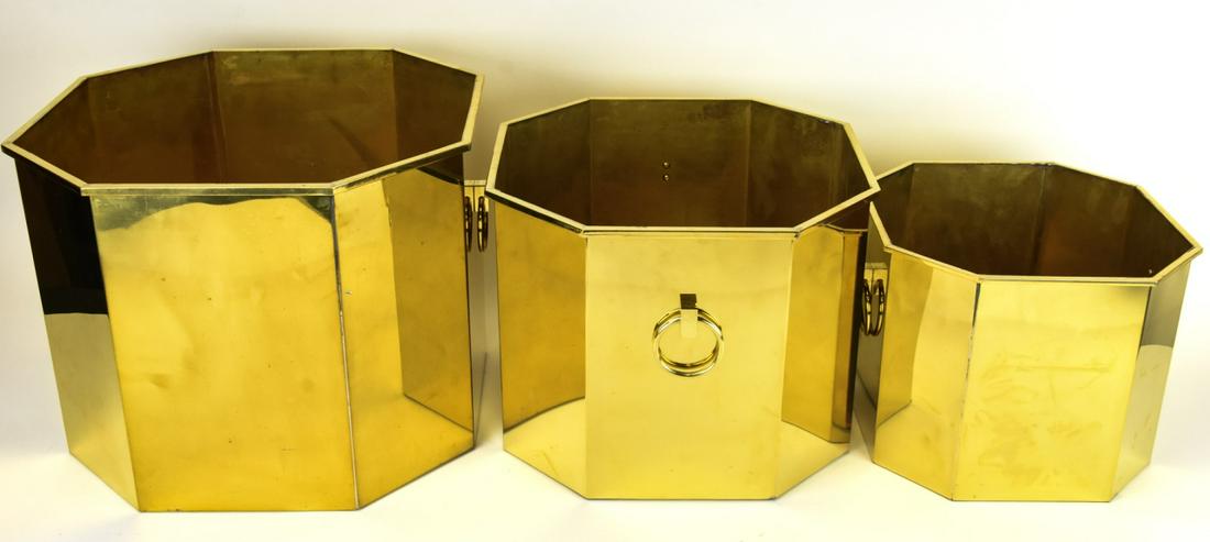 3 Vintage Brass Planters (1 of 7)