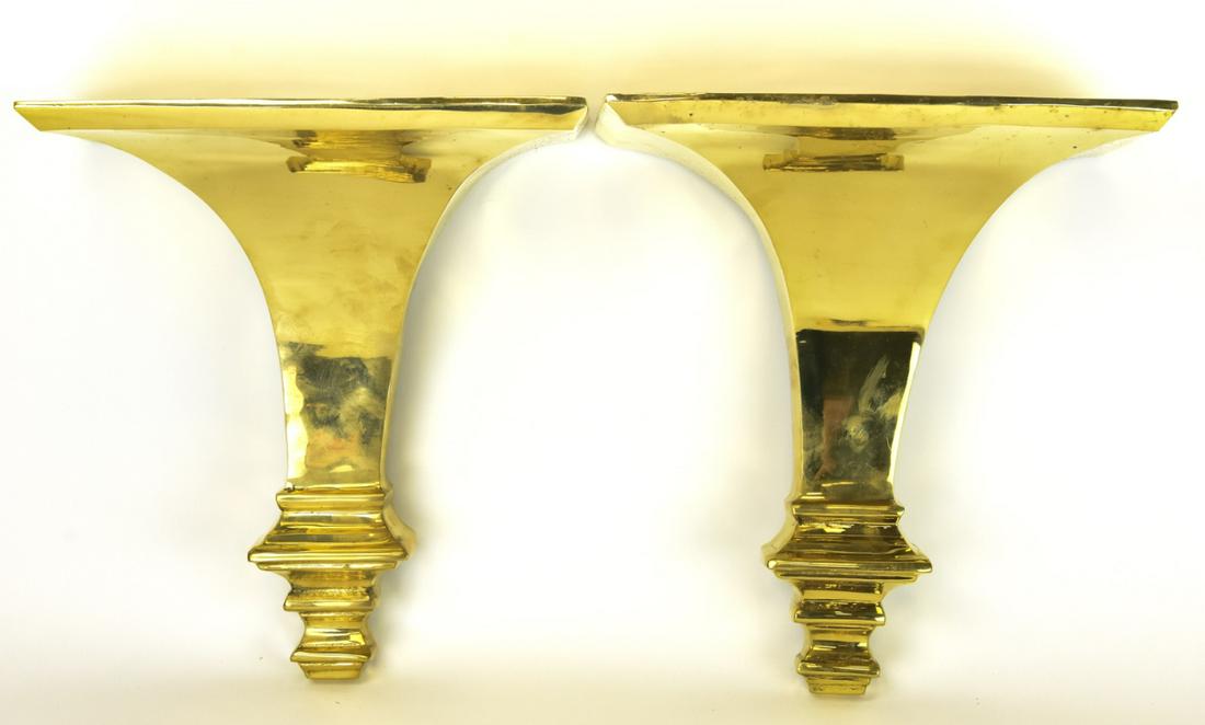 Pair Heavy Brass Traditional Style Wall Brackets (1 of 7)