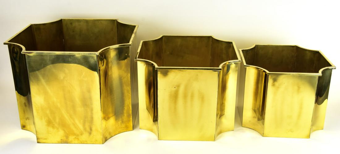 3 Vintage Brass Planters (1 of 7)