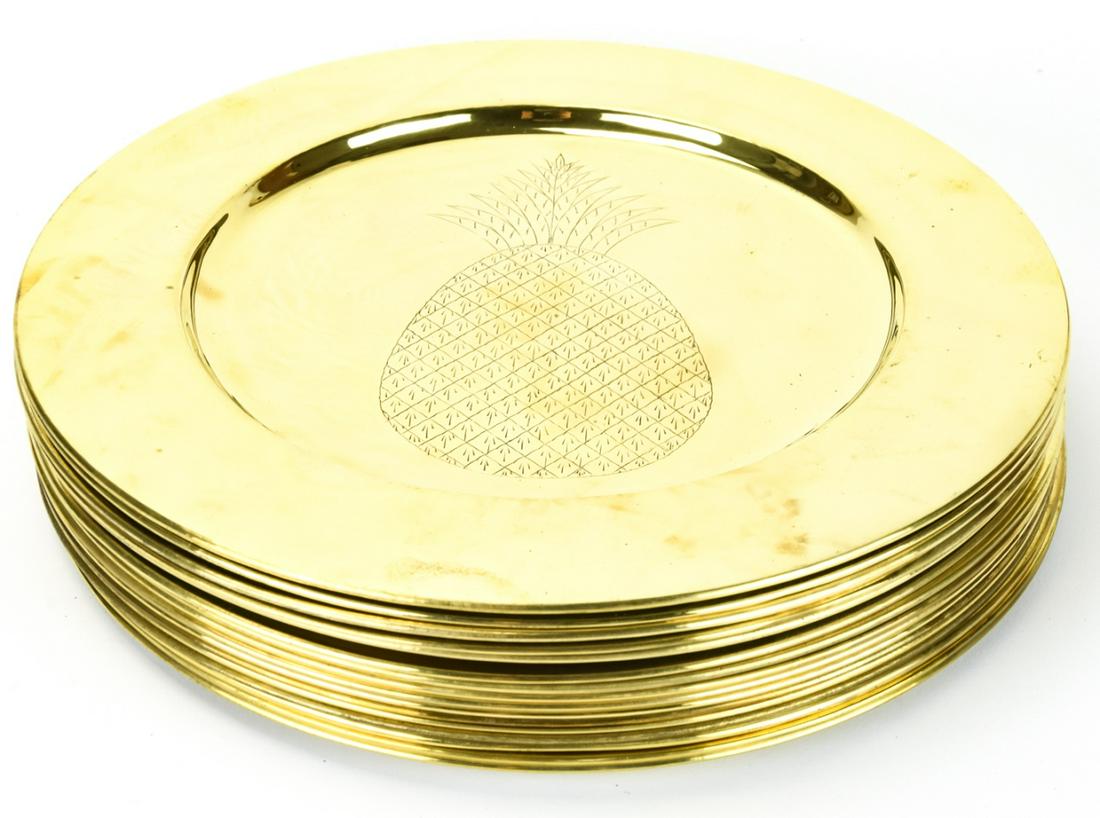 15 Etched Pineapple Motif Brass Chargers / Platter (1 of 7)