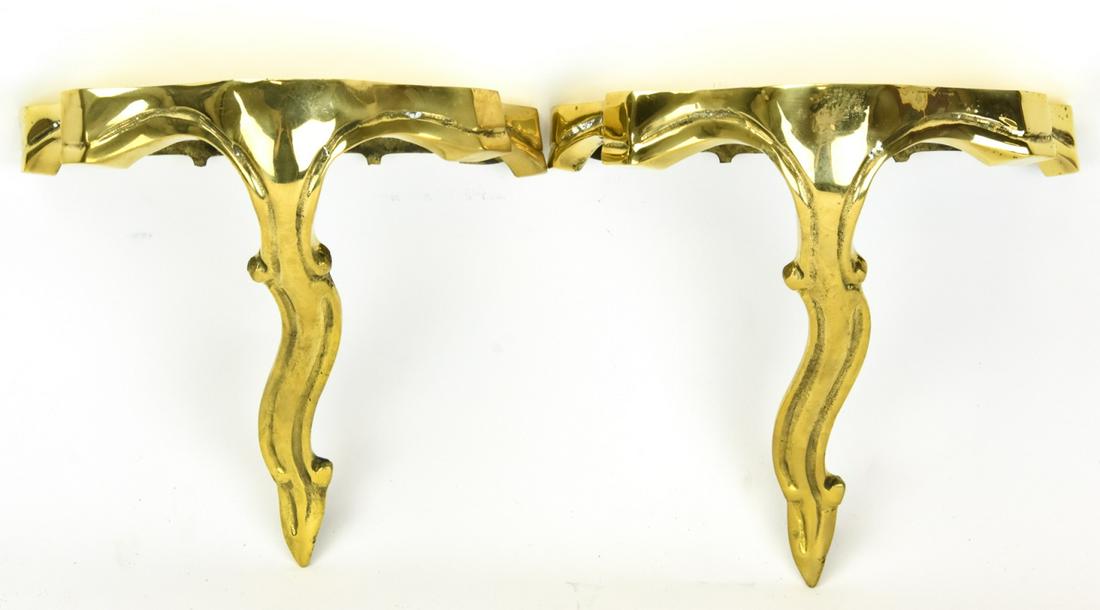Pair Baroque Style Gilt Brass Wall Brackets (1 of 7)