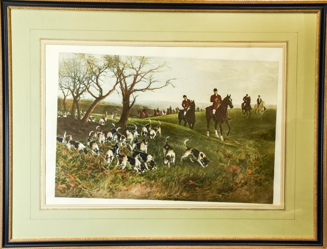 Framed Heywood Hardy Colored Hunting Lithograph (1 of 9)