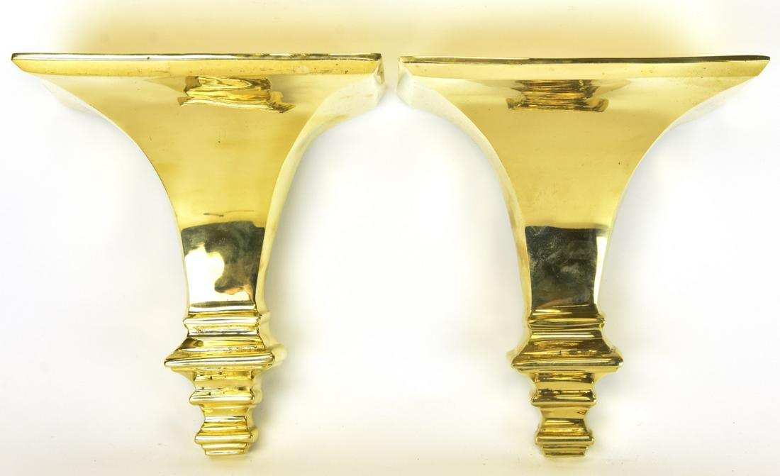 Pair Heavy Brass Traditional Style Wall Brackets (1 of 7)