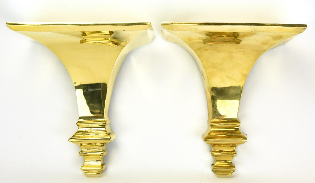 Pair Heavy Brass Traditional Style Wall Brackets (1 of 9)