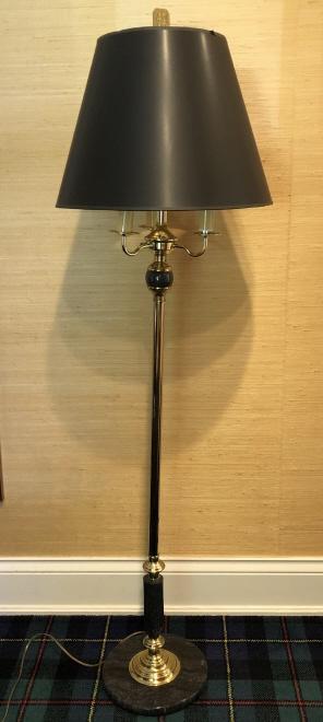 Brass Boilette Form Standing Lamp w Marble Base (1 of 3)