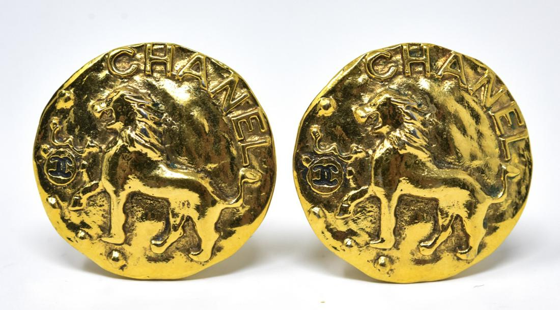 Vintage Chanel Leo Icon Clip On Earrings (1 of 8)