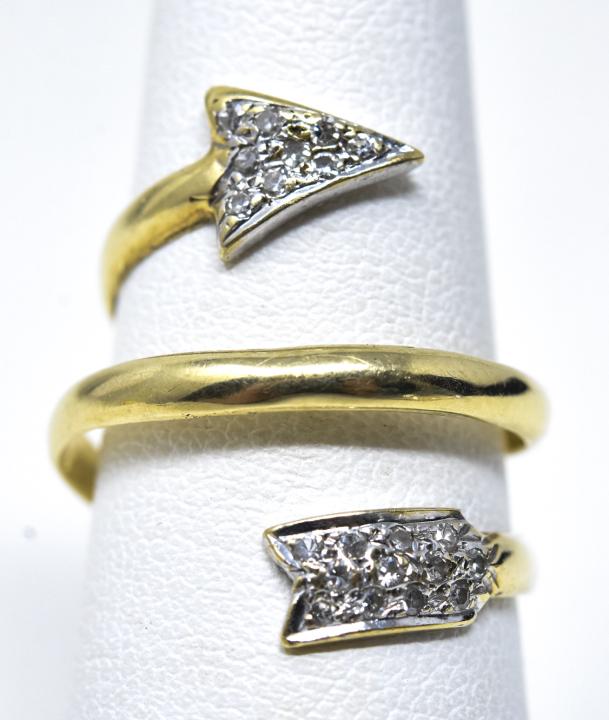 Estate 14kt Yellow Gold & Diamond Arrow Ring (1 of 6)