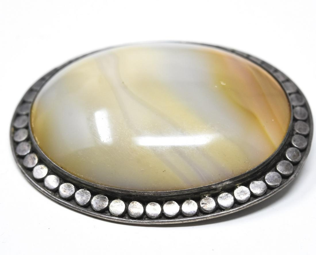 Vintage Sterling Silver & Agate Pendant or Brooch (1 of 6)