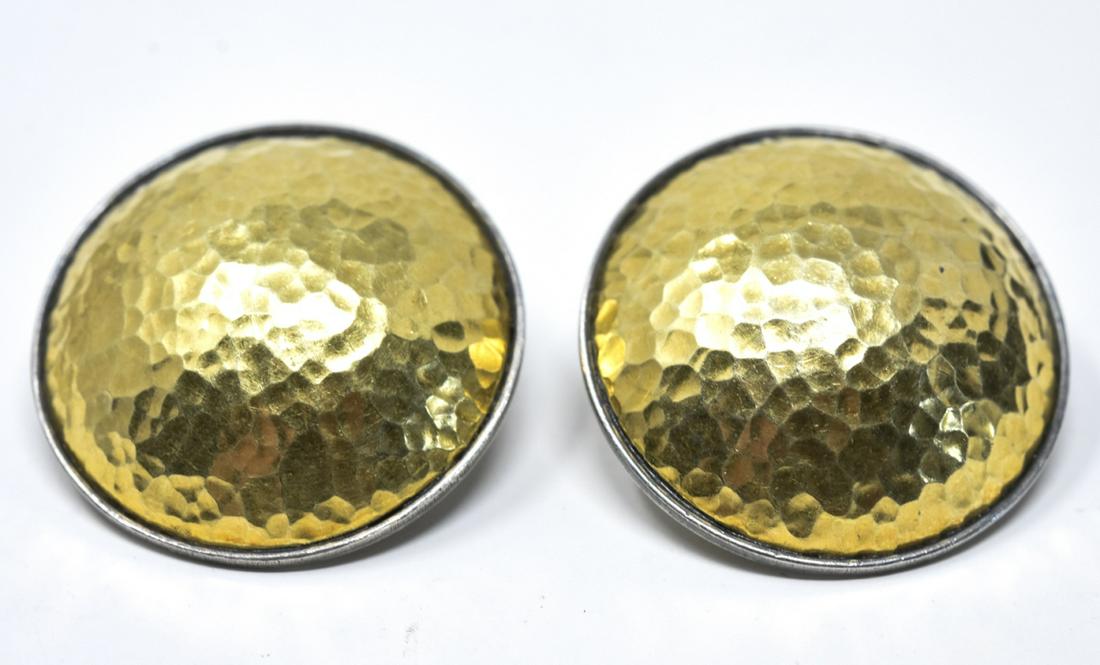 Vintage Sterling Silver & 18k Yellow Gold Earrings (1 of 7)