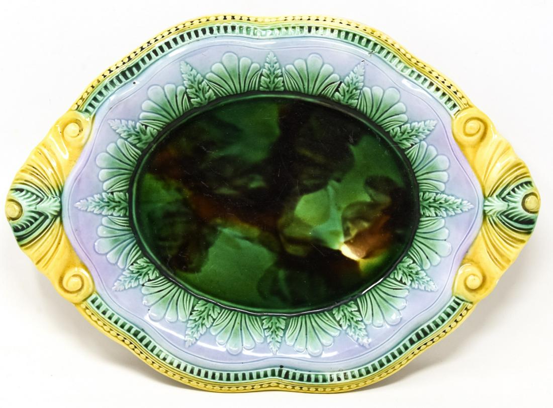 Antique 19th C Majolica Serving Compote w Handles (1 of 7)