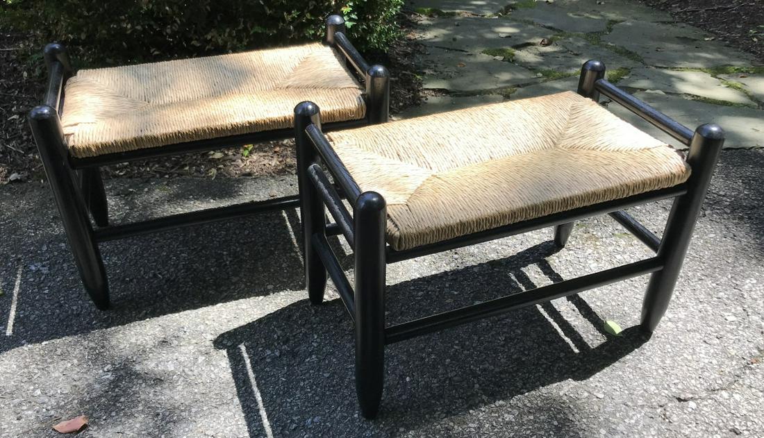 Pair Of French Provencal Rush Seat Benches (1 of 3)