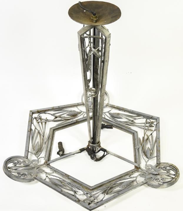 Art Nouveau Gilt Silver Wrought Iron Chandelier (1 of 7)