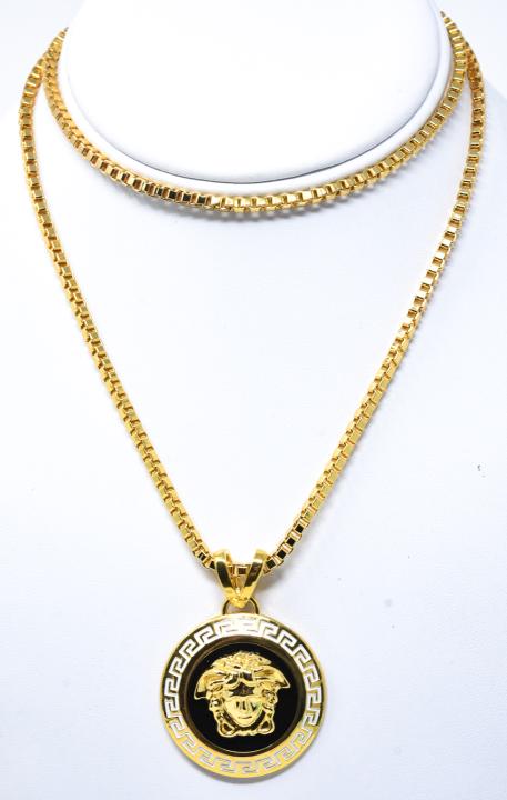 Versace Gilt Metal & Enamel Medusa Head Pendant (1 of 6)