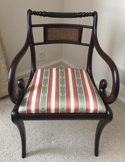 Antique English Empire Carved Upholstered Chair (1 of 4)