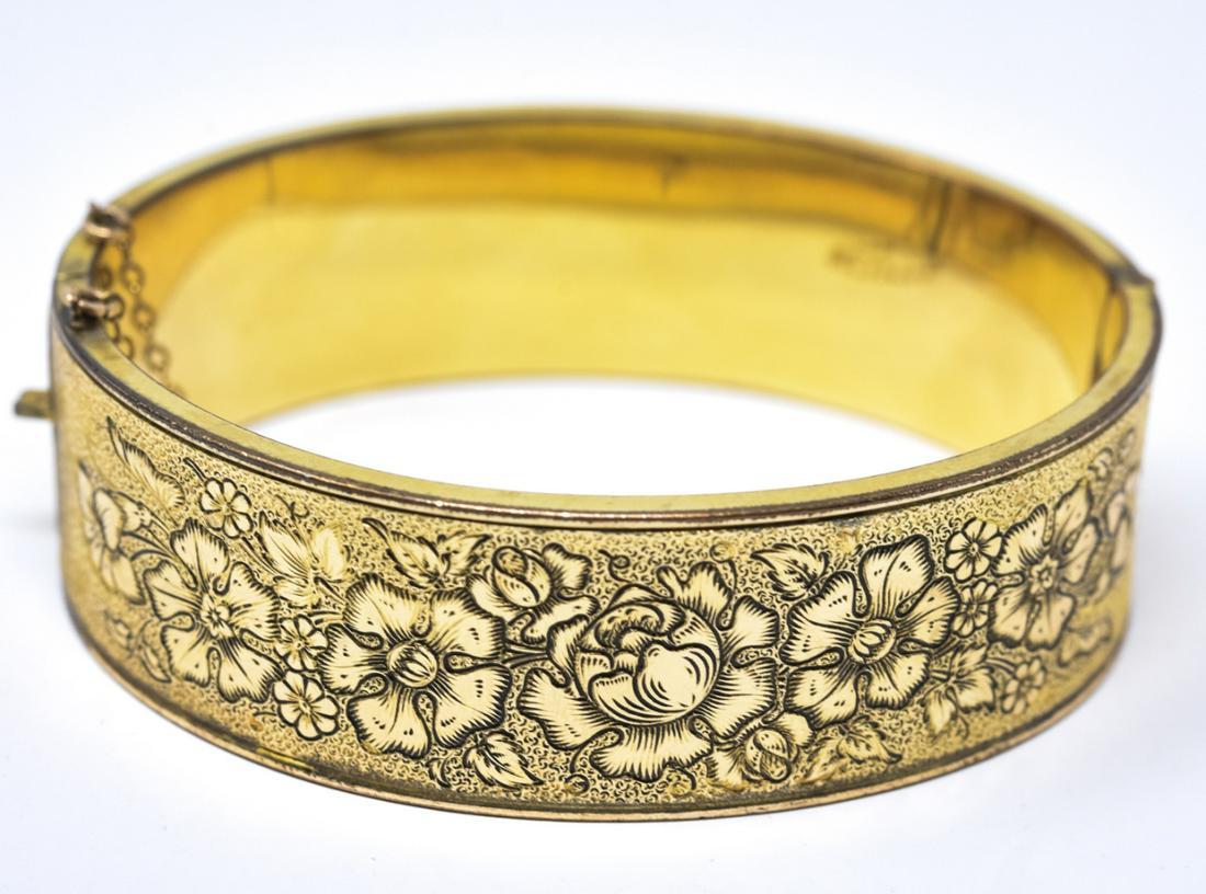 Vintage Gold Filled Floral Motif Bangle Bracelet (1 of 6)